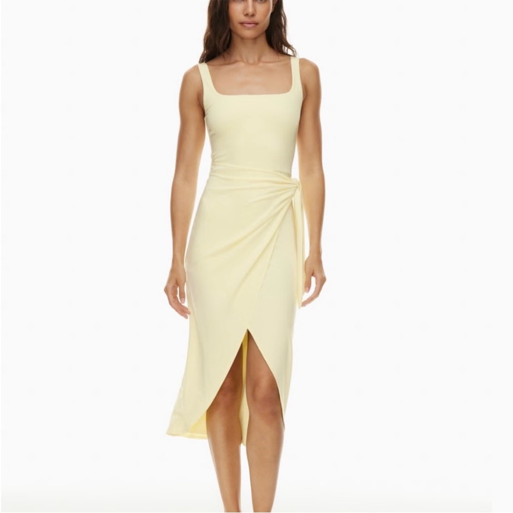 Aritzia Wilfred Buttercup Yellow Wrap Dress